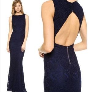 Alice + Olivia Sachi Blue Lace Overlay Dress